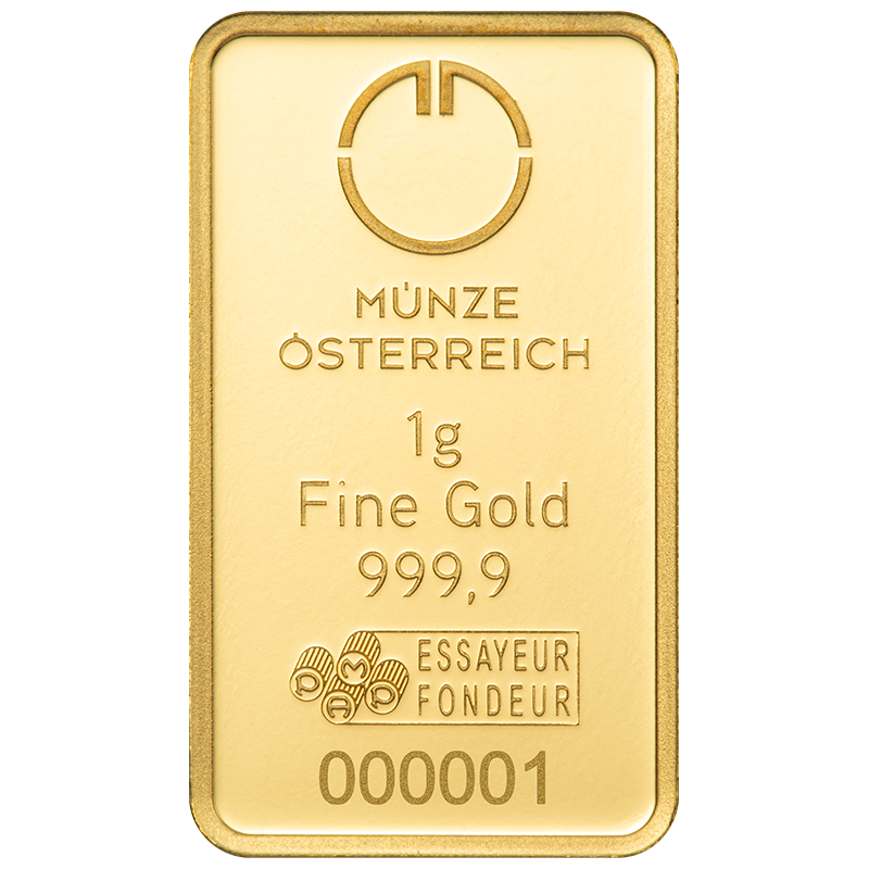 Goldbarren 1g Münze Österreich