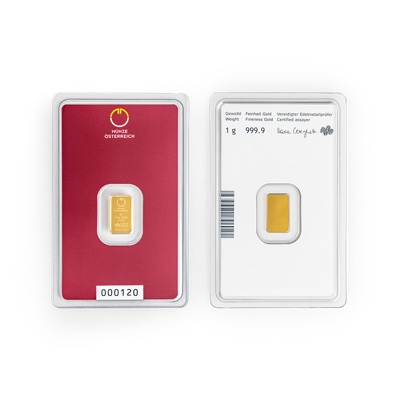 Goldbarren 1g Münze Österreich